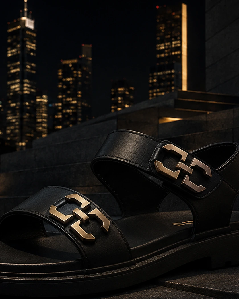 Tide obsidian sandal with CC monogram